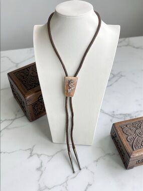 Brown Bolo Tie with Silver Accent